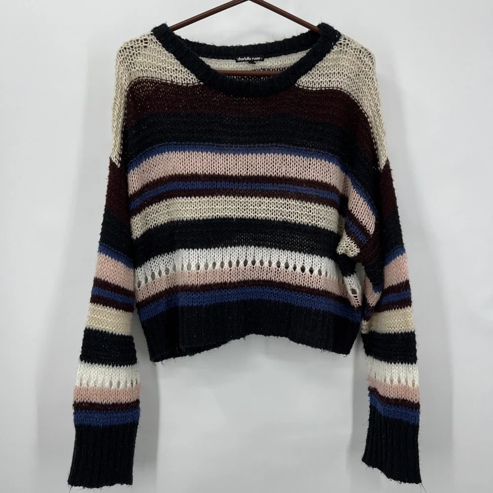 Chunky Knit Size 1X Cropped Oversized Sweater Twee Artsy Soft‎ Cozy